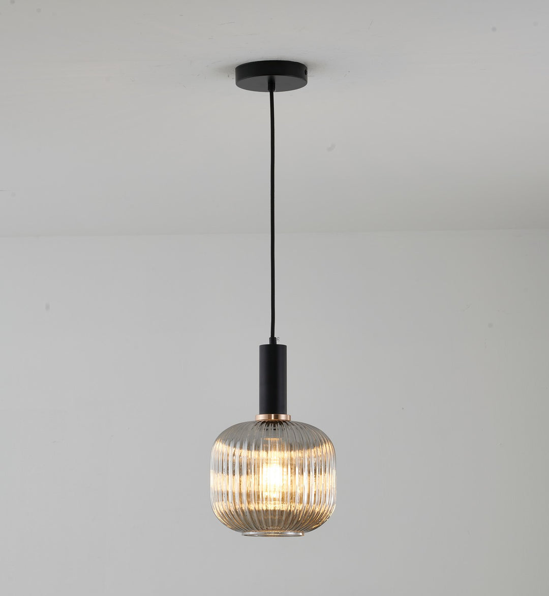 Bethel International GL324P7B Pendant Light - Black & Antique Gold