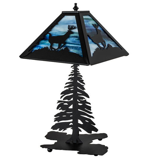 Meyda Tiffany Lighting 241050 Lone Deer Two Light Table Lamp Lamp Black