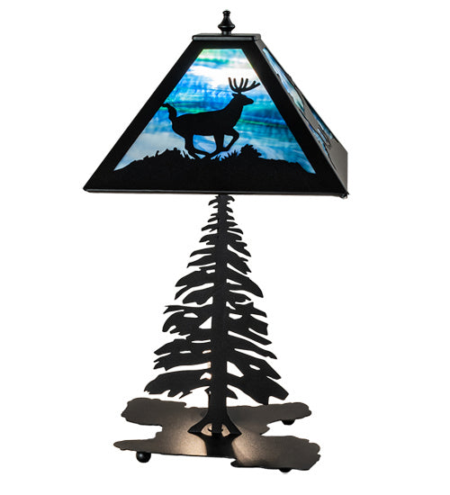 Meyda Tiffany Lighting 241050 Lone Deer Two Light Table Lamp Lamp Black