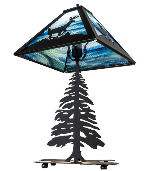 Meyda Tiffany Lighting 241050 Lone Deer Two Light Table Lamp Lamp Black