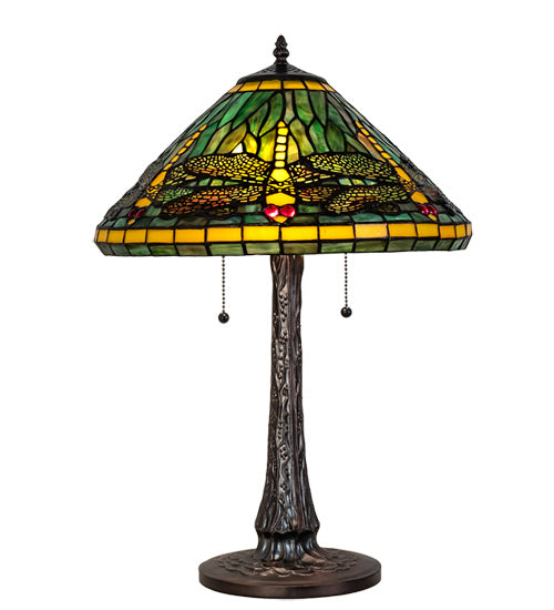 Meyda Tiffany Lighting 241975 Tiffany Dragonfly Three Light Table Lamp Lamp Bronze / Dark