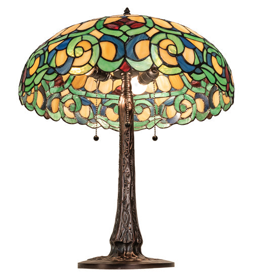 Meyda Tiffany Lighting 242088 Duffner & Kimberly Colonial Three Light Table Lamp Lamp Bronze / Dark