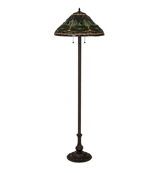 Meyda Tiffany Lighting 242786 Tiffany Dragonfly Three Light Floor Lamp Lamp Bronze / Dark