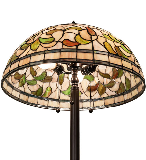 Meyda Tiffany Lighting 242797 Tiffany Turning Leaf Three Light Floor Lamp Lamp Bronze / Dark