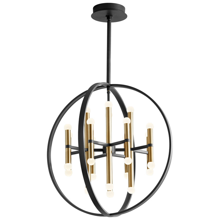 Oxygen Nero 3-684-1540 Chandelier Light - Black W/ Aged Brass