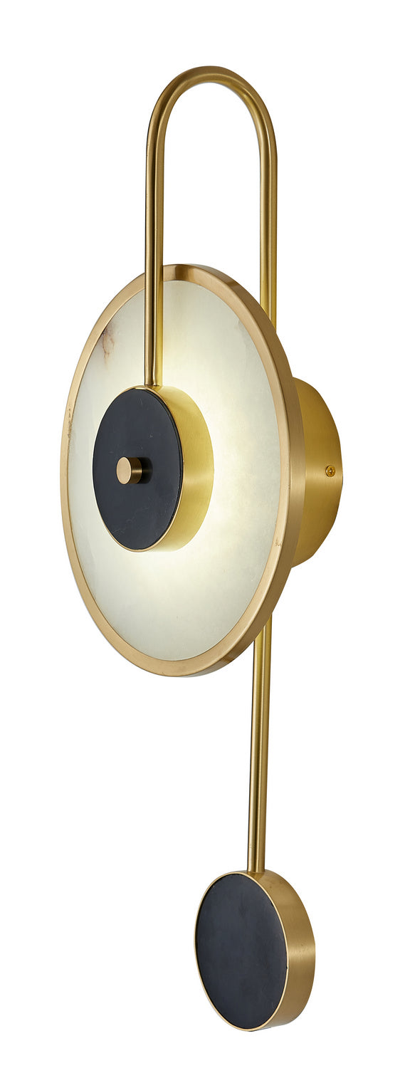 Bethel International FT77W24BR Wall Sconce Light - Stainless Steel & Alabaster