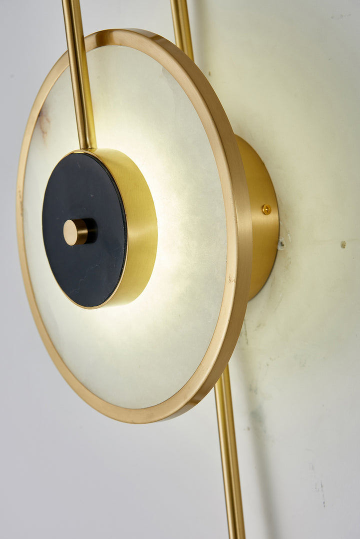 Bethel International FT77W24BR Wall Sconce Light - Stainless Steel & Alabaster