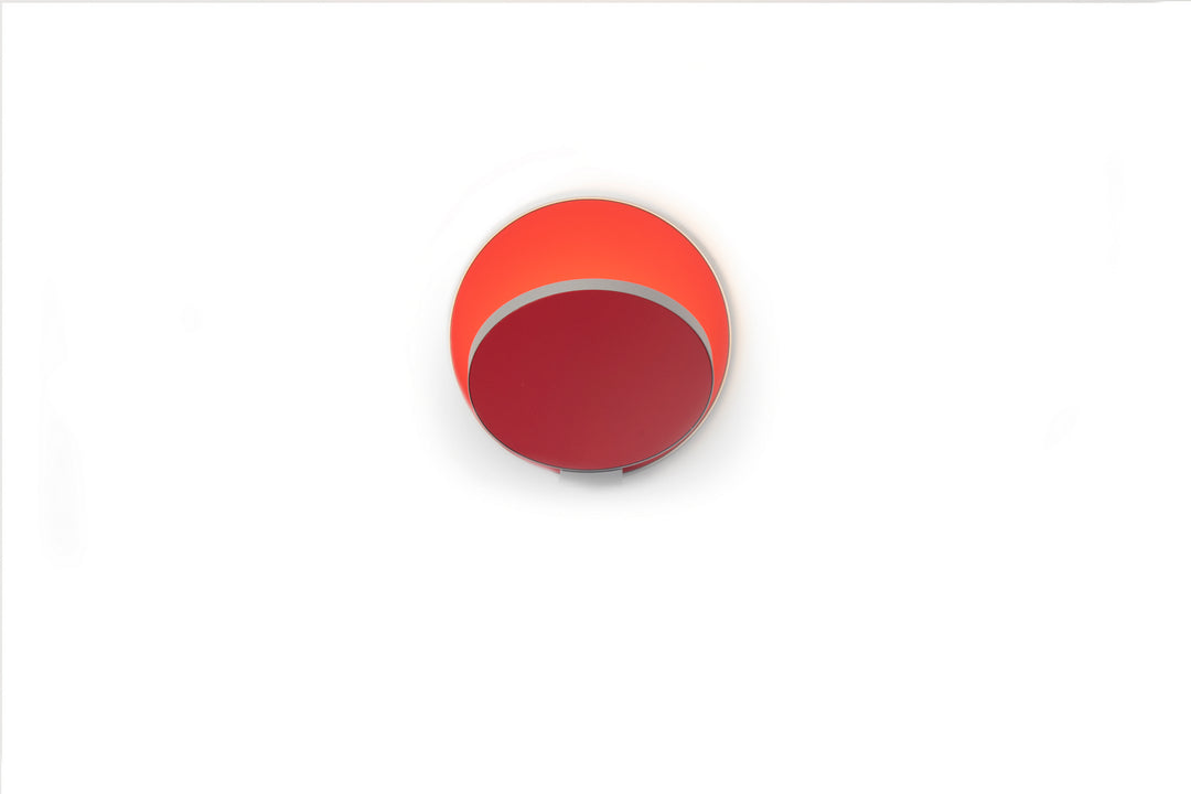 Koncept Gravy GRW-S-SIL-MRD-HW Wall Sconce Light - Silver Body, Matte Red Plates