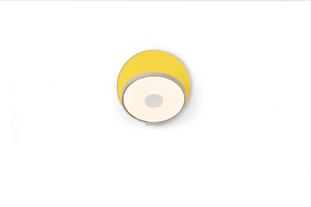 Koncept Gravy GRW-S-SIL-MYW-HW Wall Sconce Light - Silver Body, Matte Yellow Plates