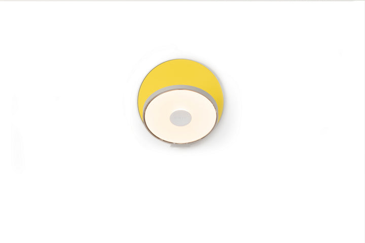 Koncept Gravy GRW-S-SIL-MYW-HW Wall Sconce Light - Silver Body, Matte Yellow Plates