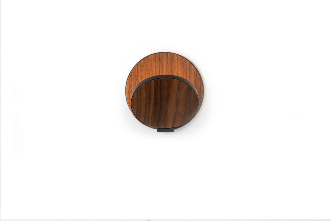 Koncept Gravy GRW-S-MBK-OWT-HW Wall Sconce Light - Metallic Black Body, Oiled Walnut