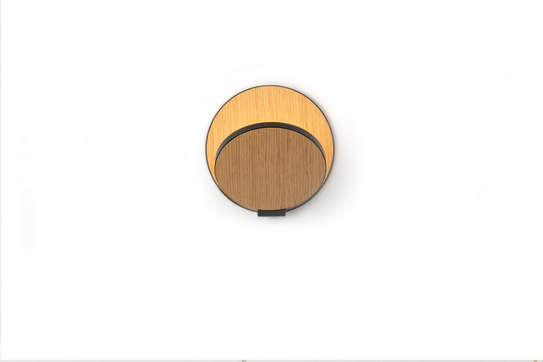 Koncept Gravy GRW-S-MBK-WOK-PI Wall Sconce Light - Metallic Black Body, White Oak