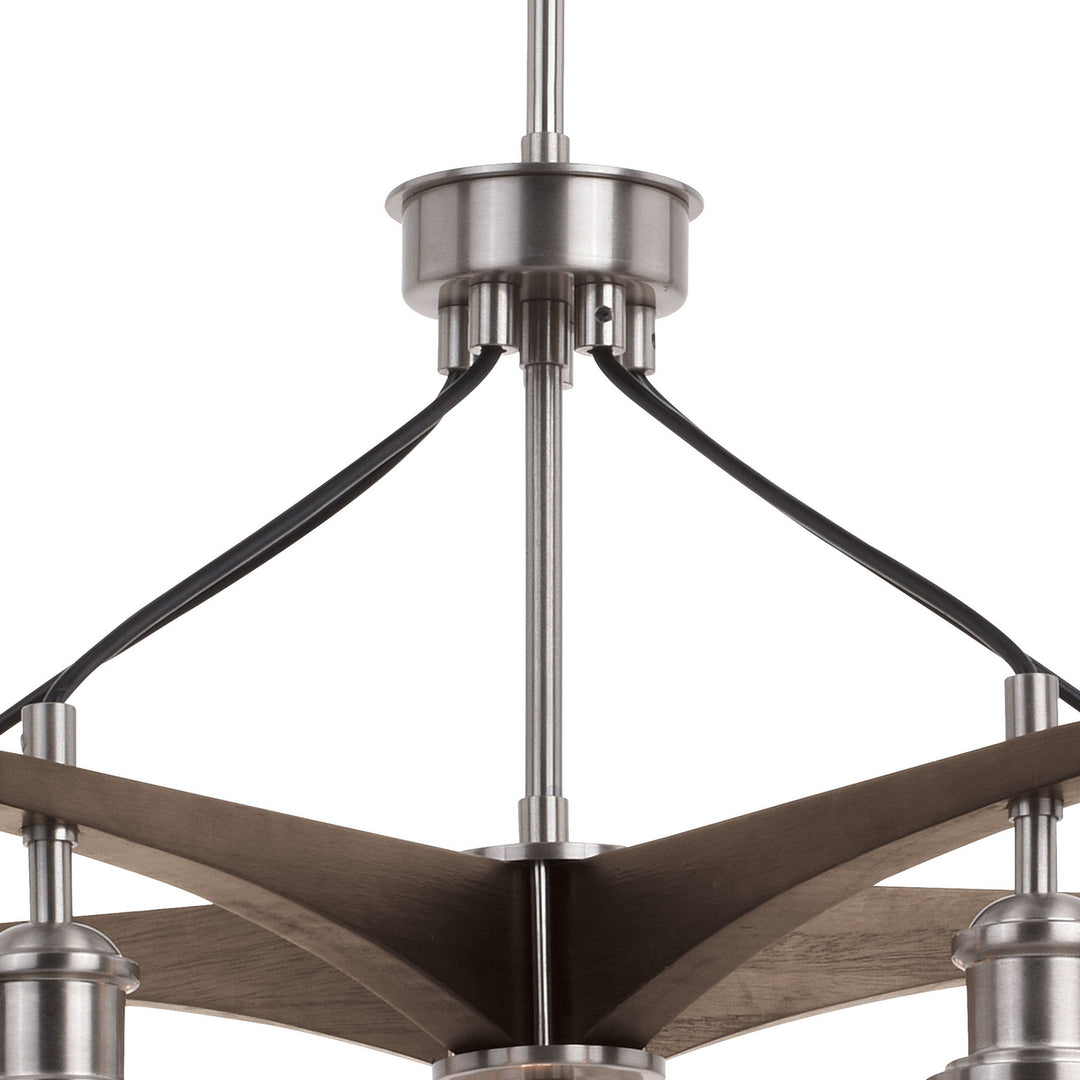 Vaxcel Avondale H0256 Chandelier Light - Satin Nickel and Dark Sycamore