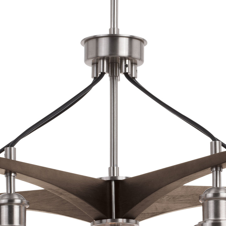 Vaxcel Avondale H0256 Chandelier Light - Satin Nickel and Dark Sycamore