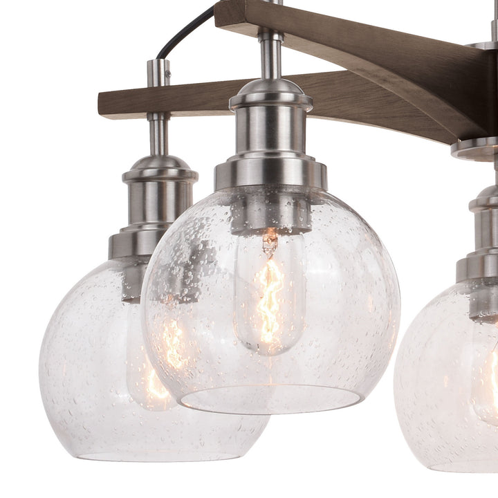 Vaxcel Avondale H0256 Chandelier Light - Satin Nickel and Dark Sycamore