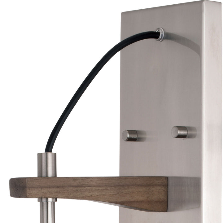 Vaxcel Avondale W0373 Wall Light - Satin Nickel and Dark Sycamore