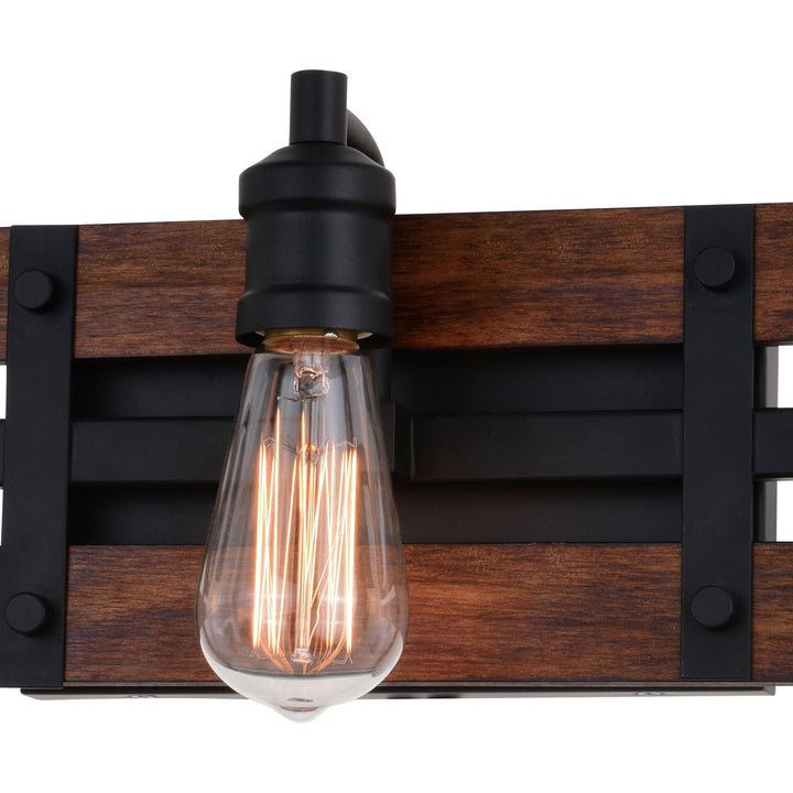 Vaxcel Carrington W0380 Bath Vanity Light 24 in. wide - Matte Black and Deep Walnut