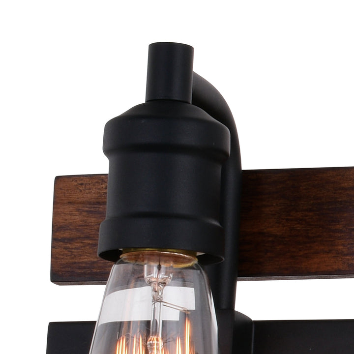Vaxcel Carrington W0380 Bath Vanity Light 24 in. wide - Matte Black and Deep Walnut