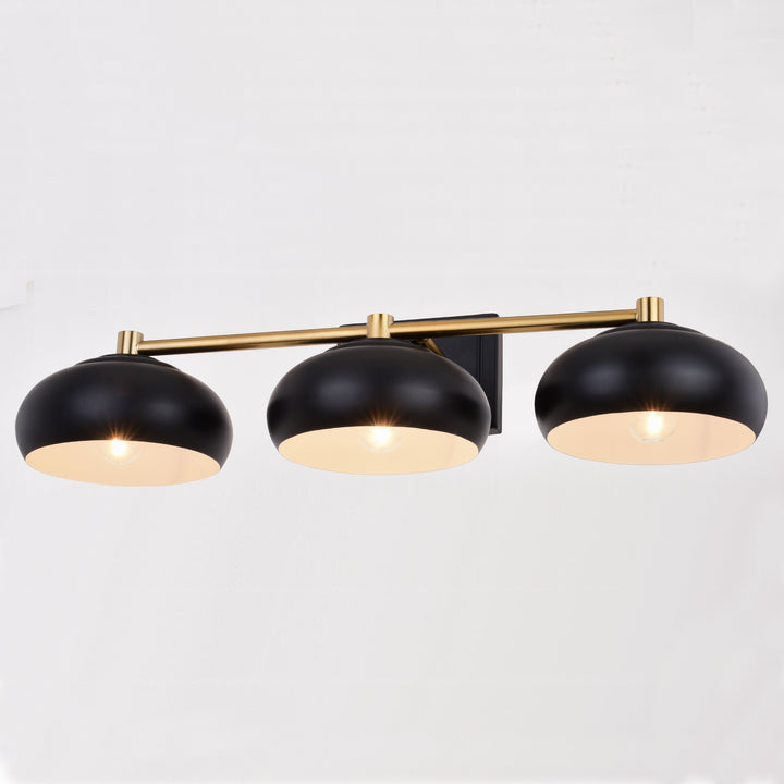 Vaxcel Belmont W0385 Bath Vanity Light 28 in. wide - Matte Black and Satin Brass