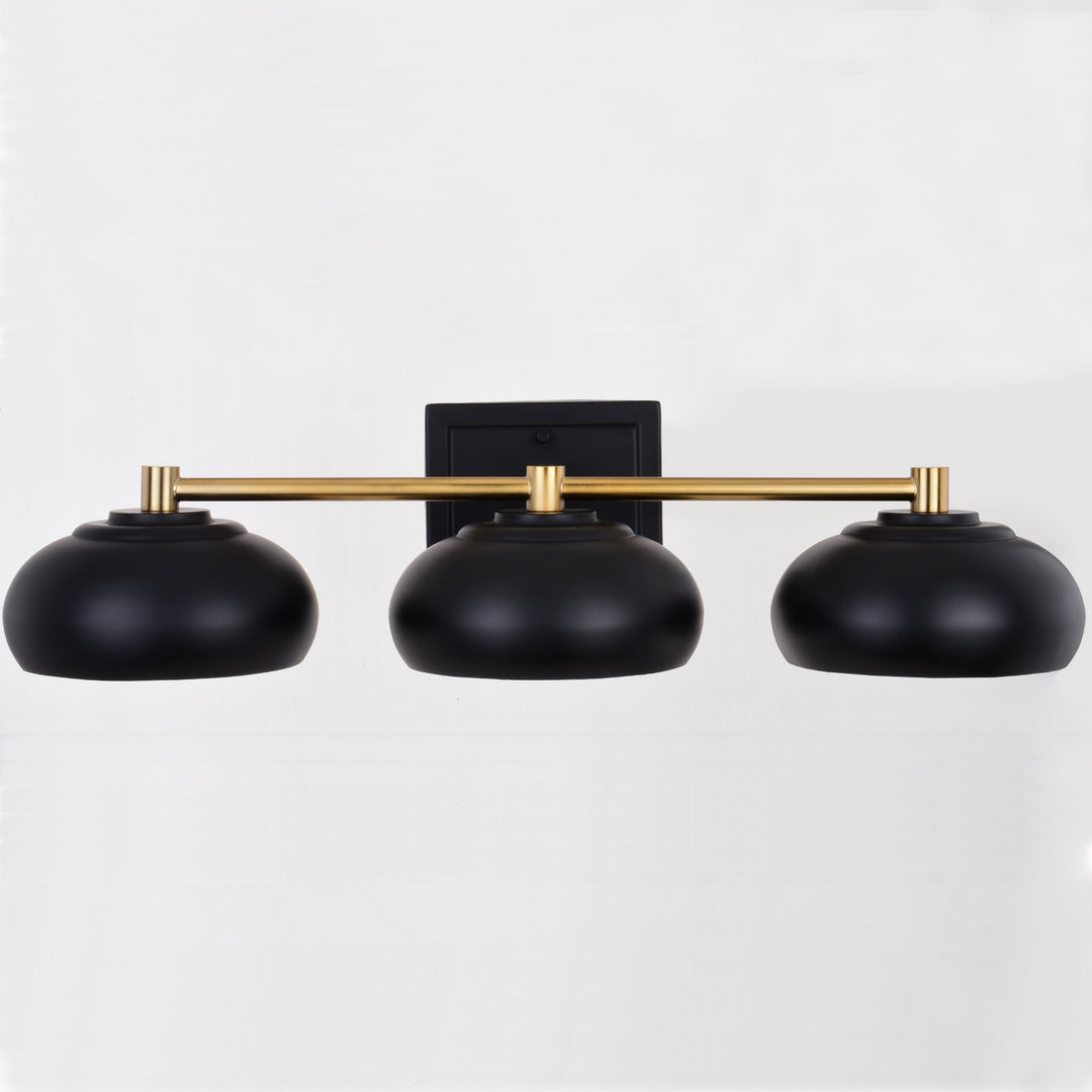 Vaxcel Belmont W0385 Bath Vanity Light 28 in. wide - Matte Black and Satin Brass