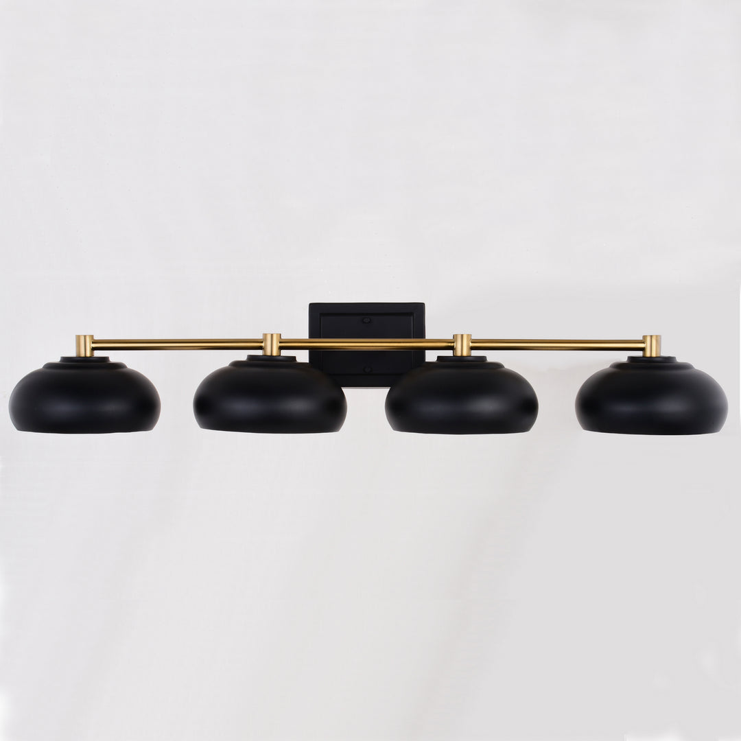 Vaxcel Belmont W0387 Bath Vanity Light 38 in. wide - Matte Black and Satin Brass