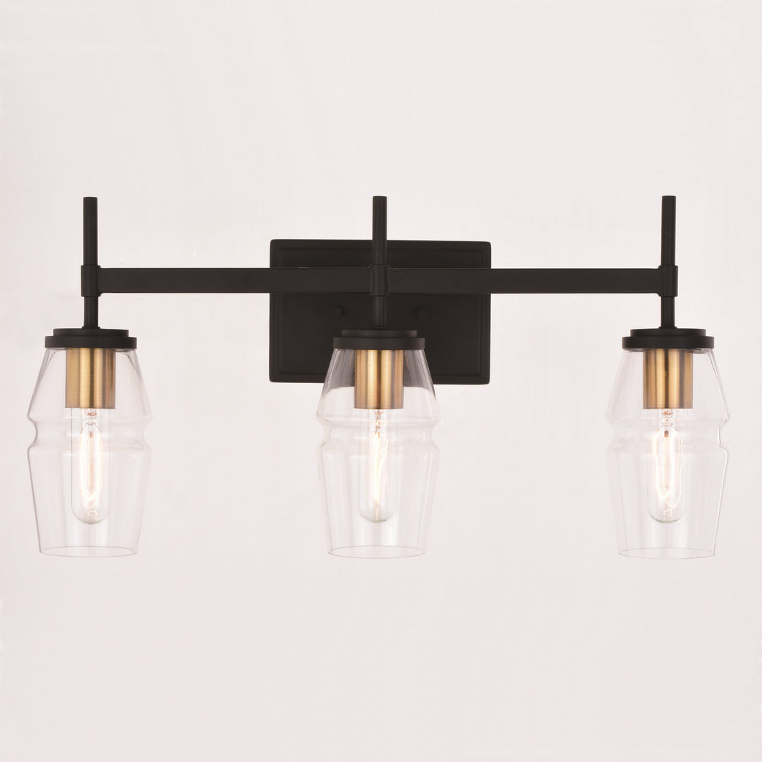 Vaxcel Warren W0393 Bath Vanity Light 22 in. wide - Matte Black and Brushed Brass