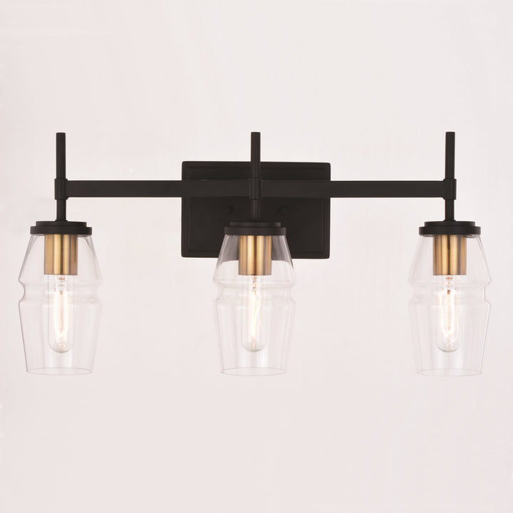 Vaxcel Warren W0393 Bath Vanity Light 22 in. wide - Matte Black and Brushed Brass