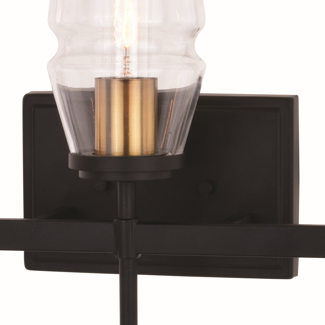 Vaxcel Warren W0393 Bath Vanity Light 22 in. wide - Matte Black and Brushed Brass