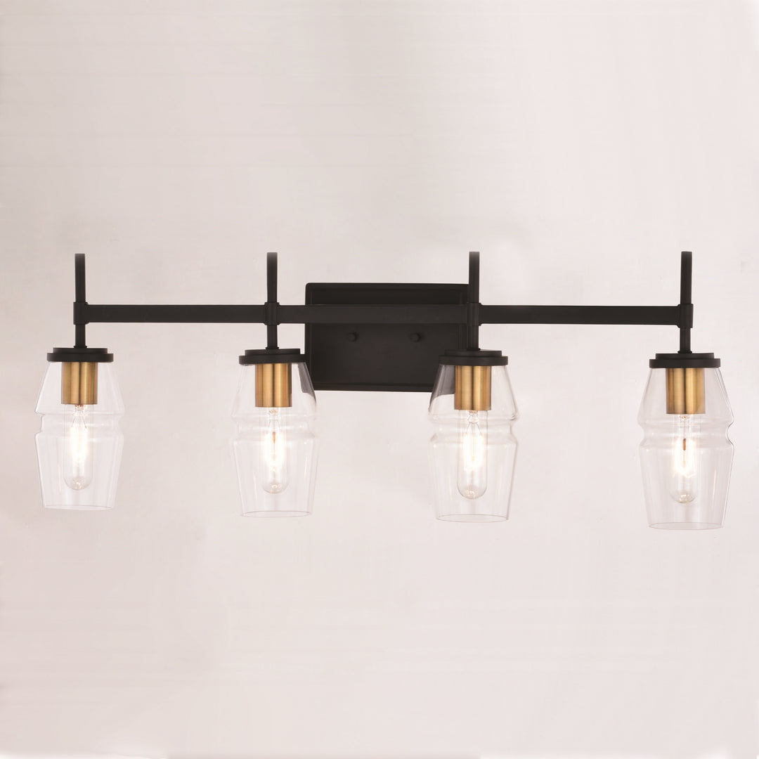 Vaxcel Warren W0394 Bath Vanity Light 30 in. wide - Matte Black and Brushed Brass