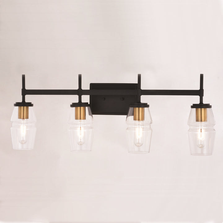 Vaxcel Warren W0394 Bath Vanity Light 30 in. wide - Matte Black and Brushed Brass