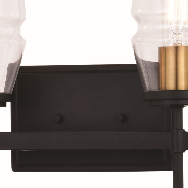 Vaxcel Warren W0394 Bath Vanity Light 30 in. wide - Matte Black and Brushed Brass