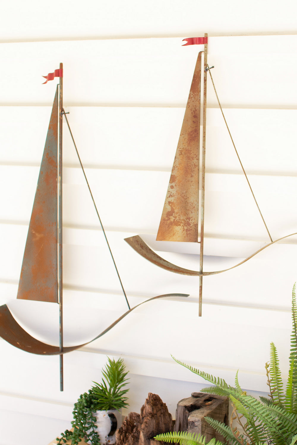 Kalalou Lighting CHE1383  Set Of Two Sailboat Wall Hangings Mirror Bronze / Dark