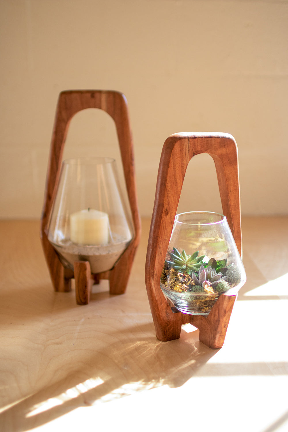 Kalalou Lighting NSS1124  Lantern Home Decor Wood/Stone/Naturals