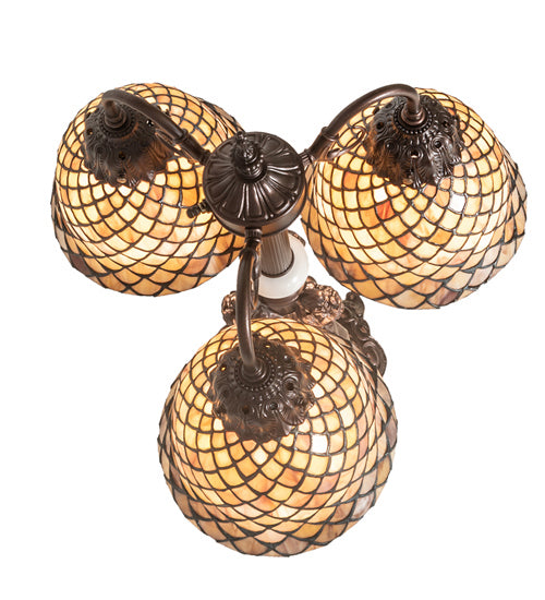 Meyda Tiffany Lighting 245477 Tiffany Fishscale Three Light Table Lamp Lamp Bronze / Dark