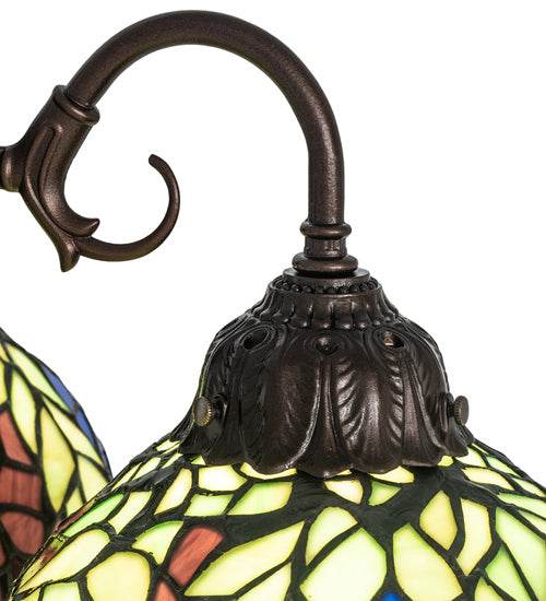 Meyda Tiffany Lighting 245478 Tiffany Honey Locust Three Light Table Lamp Lamp Bronze / Dark