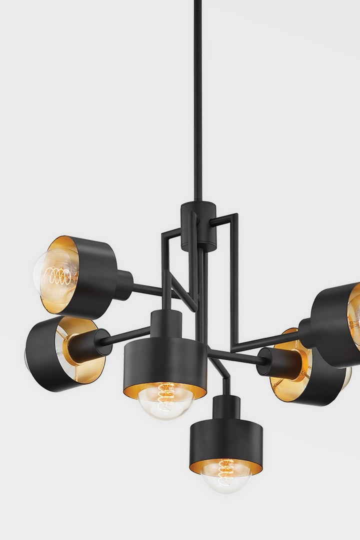 Troy North F8726-SBK/GL Chandelier Light - Soft Black/Gold Leaf