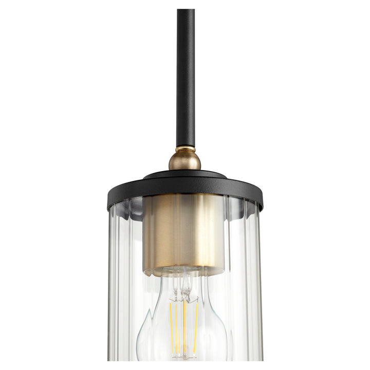 Quorum Empire 329-6980 Pendant Light - Textured Black W/ Aged Brass