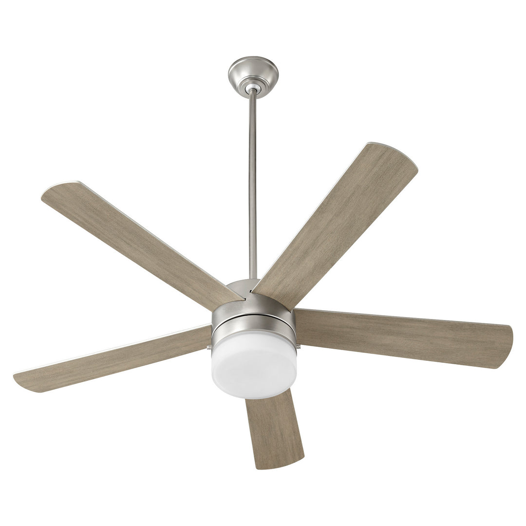 Quorum Maxwell 37525-65 Ceiling Fan 52 in. - Satin Nickel, Silver/Weathered Gray