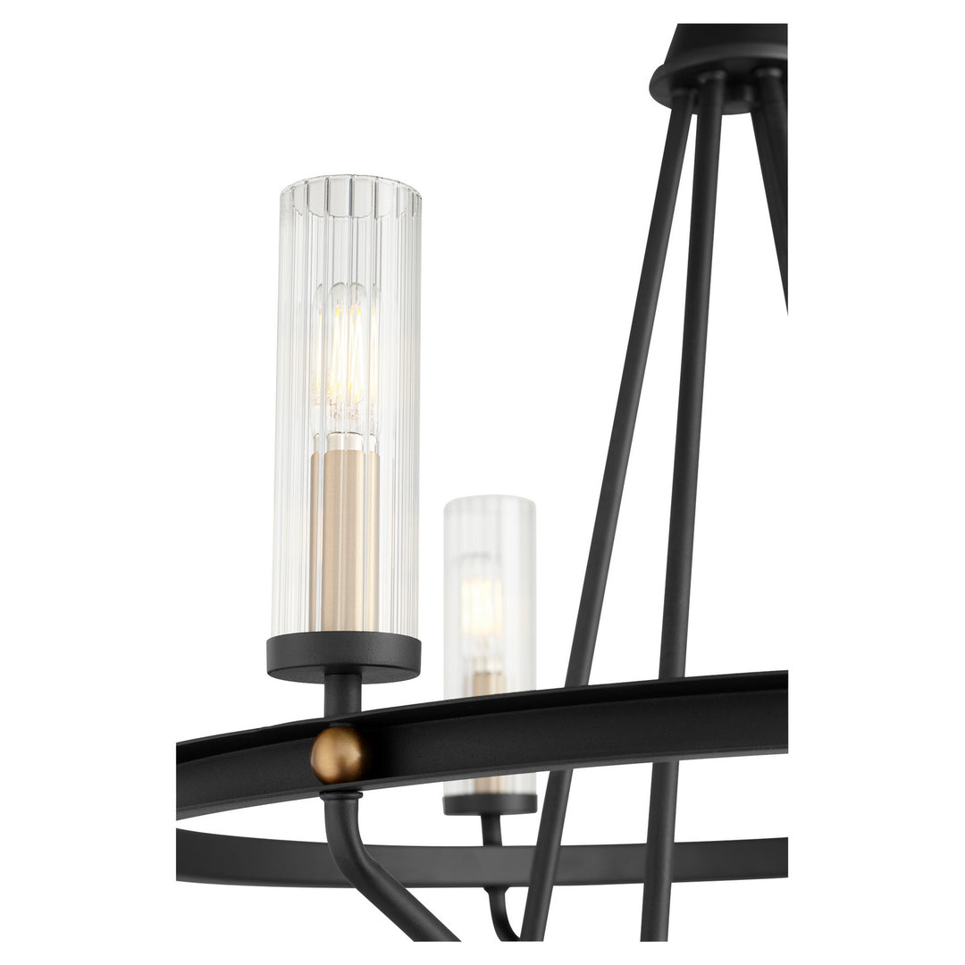 Quorum Empire 629-6-6980 Chandelier Light - Textured Black W/ Aged Brass