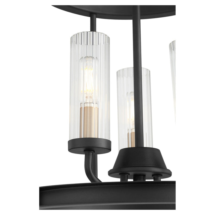 Quorum Empire 829-3-6980 Pendant Light - Textured Black W/ Aged Brass