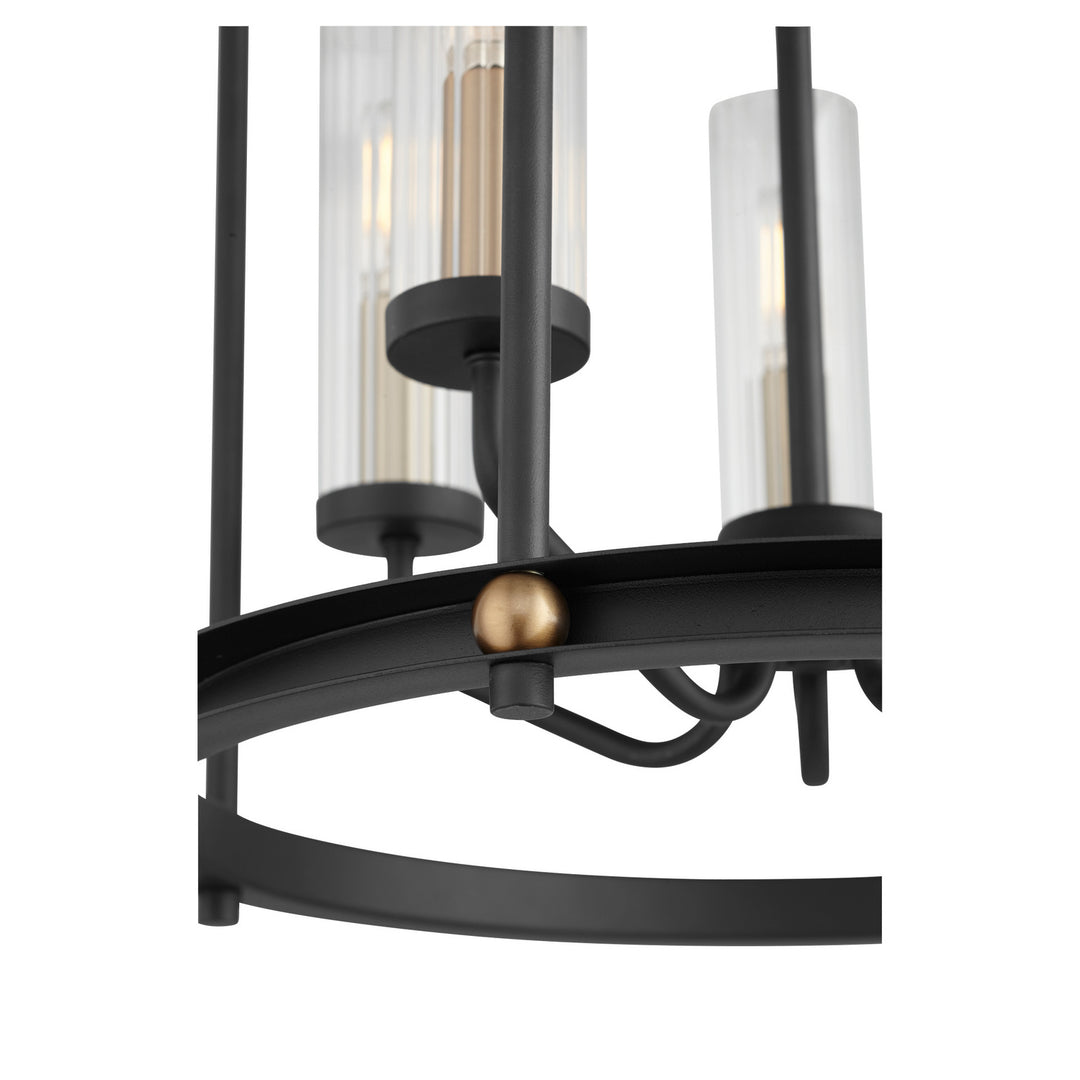 Quorum Empire 829-5-6980 Pendant Light - Textured Black W/ Aged Brass
