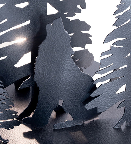 Meyda Tiffany Lighting 242540 Wolf At Dawn Two Light Table Lamp Lamp Black