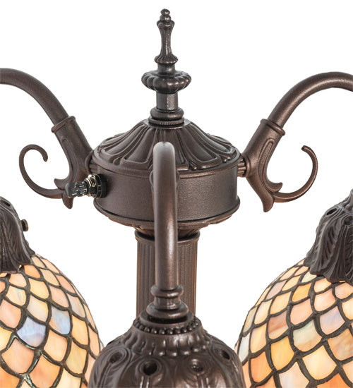 Meyda Tiffany Lighting 245479 Tiffany Fishscale Three Light Table Lamp Lamp Bronze / Dark