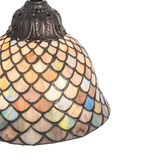 Meyda Tiffany Lighting 245479 Tiffany Fishscale Three Light Table Lamp Lamp Bronze / Dark