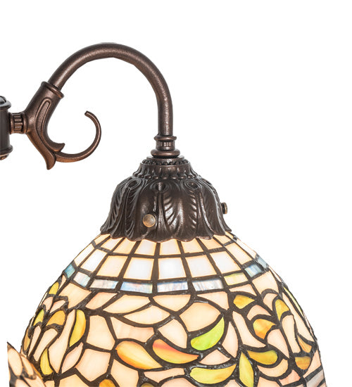 Meyda Tiffany Lighting 245480 Tiffany Turning Leaf Three Light Table Lamp Lamp Bronze / Dark