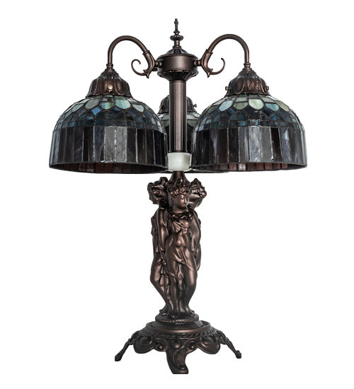 Meyda Tiffany Lighting 245481 Tiffany Candice Three Light Table Lamp Lamp Bronze / Dark