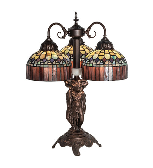 Meyda Tiffany Lighting 245481 Tiffany Candice Three Light Table Lamp Lamp Bronze / Dark