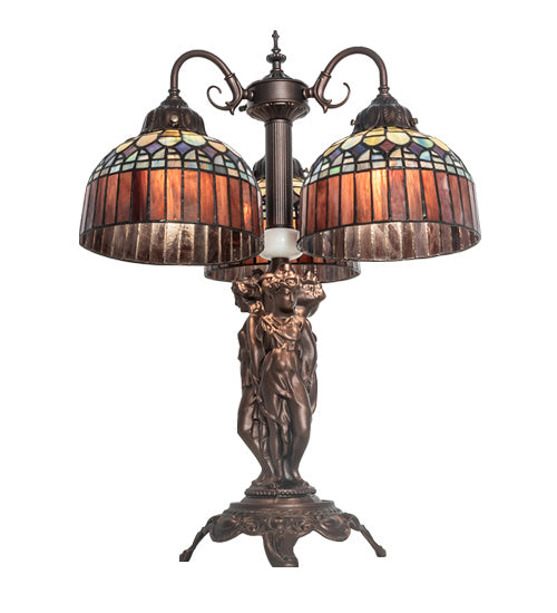 Meyda Tiffany Lighting 245481 Tiffany Candice Three Light Table Lamp Lamp Bronze / Dark