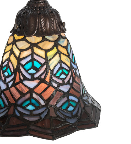 Meyda Tiffany Lighting 245482 Tiffany Peacock Feather Three Light Table Lamp Lamp Bronze / Dark