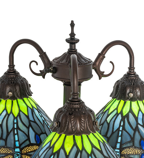 Meyda Tiffany Lighting 245483 Tiffany Hanginghead Dragonfly Three Light Table Lamp Lamp Bronze / Dark